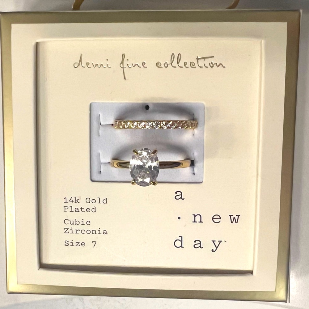 a new day 14k Gold Plated and Silver Cubic Zirconia Ring Set